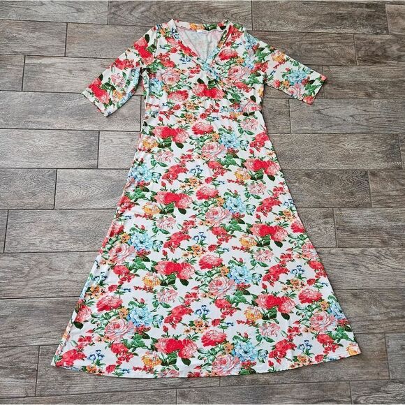 Measeor Short Sleeve Floral Maxi Dress Size XXL - Picture 3 of 15